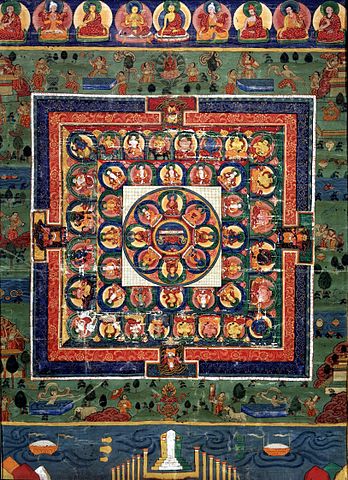 Datei:Medicine Buddha mandala with goddess Prajnaparamita in center.jpg
