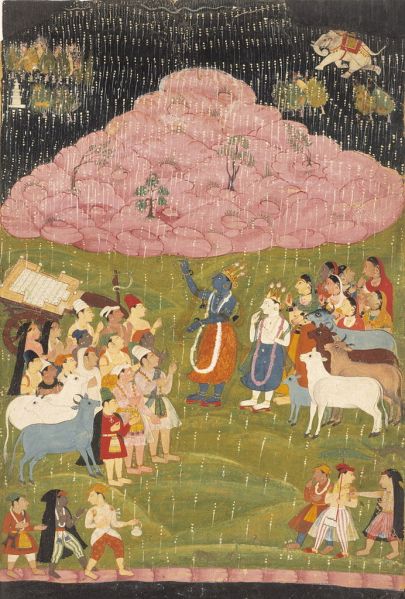 Datei:Krishna raising Mount Govardhan.jpg